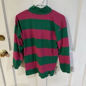Vintage Izod Lacoste Iconic Pink And Green Mock Neck Long Sleeve shirt Medium